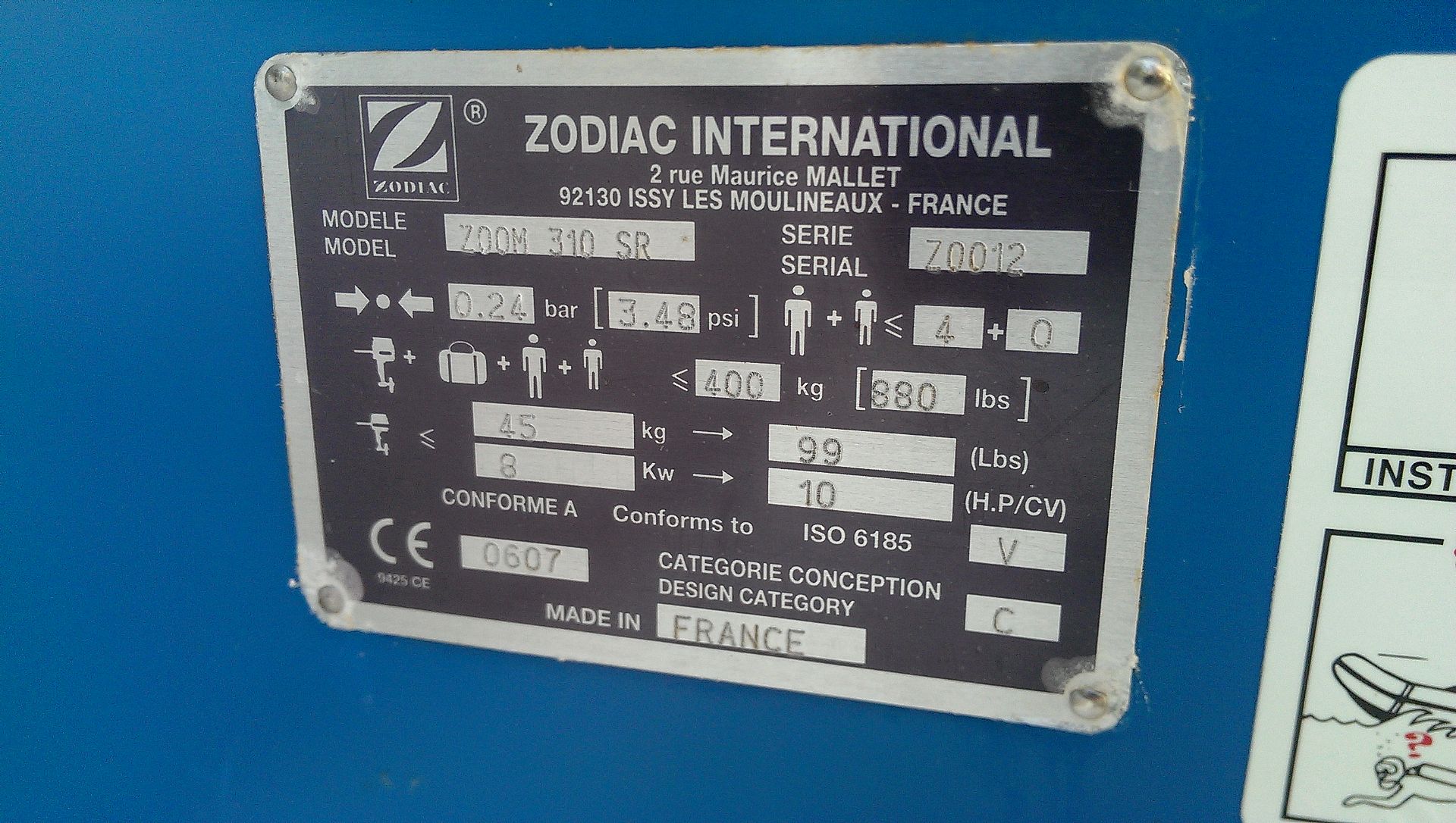 Zodiac ZOOM 310 SR - 2008